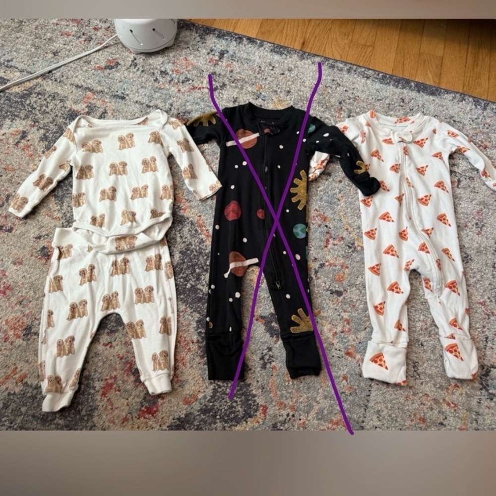 Monica and Andy sleepers and outfit 3-6 months